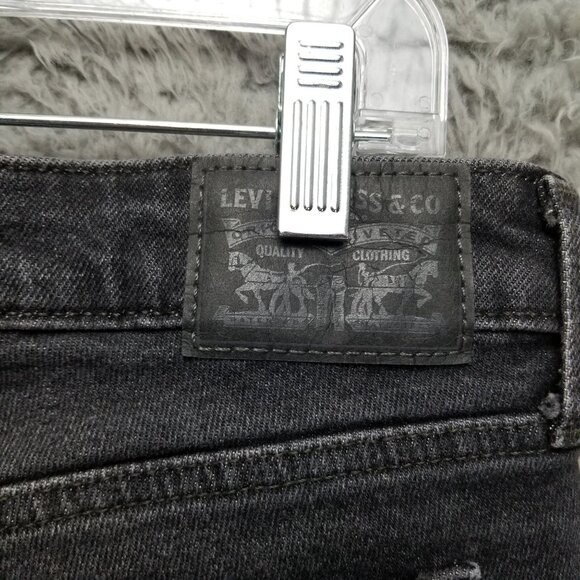 Levis Jeans Womens 29 711 Faded Black Stretch Distressed Low Rise Skinny - Picture 12 of 16